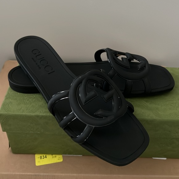 GUCCI BLACK W GPALMA SLIDE RUBBER - Picture 10 of 10